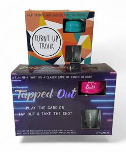 lot 74 image: Game night Games - Turnt UP Trivia and Tapped OUT Games