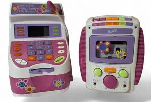 lot 76 image: Vintage Toy Barbie - Bank and ATM  and Barbie Cassette and Karaoke Machine