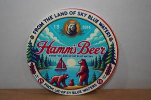 lot 106 image: Novelty Metal Sign - Hamms Beer
