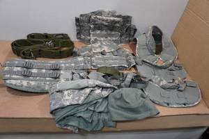 lot 132 image: Assorted Military Gear - Tactical Vest Collars, Waistbelt, Belts