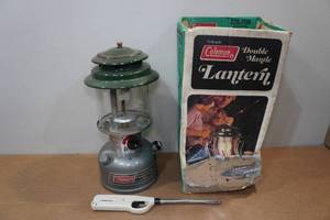 lot 164 image: Vintage Coleman Double Mantle Lantern with Box and Lighter
