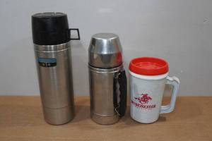 lot 167 image: 2 Thermoses and Winchester Travel Mug