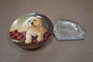 lot 173 image: Vintage Collectors Plate with Etched Glass Piece