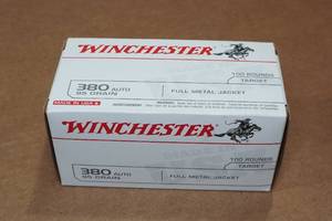 lot 244 image: 100 Winchester .380 Auto 95 Gr FMJ Ammo