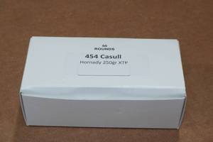 lot 254 image: 50 .454 Casull 250 Gr Hornady XTP Ammo
