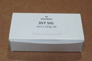 lot 260 image: 50 .357 Sig 147 Gr Sierra HP Ammo