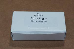 lot 271 image: 50 9mm Luger 147 Gr Sierra JHP Ammo