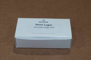 lot 276 image: 50 9mm Luger 115 Gr Hornady HAP Ammo