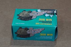 lot 291 image: 20 Brown Bear .308 Win 140 Gr SP Steel Case Ammo
