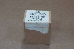 lot 293 image: 20 Military Surplus 7.62 x 51mm (.308) Ball Ammo