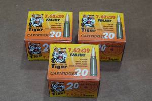 lot 294 image: 60 Golden Tiger 7.62 x 39mm 124 Gr FMJ BT Steel Case Ammo