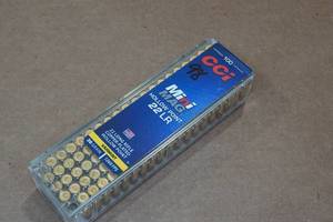 lot 300 image: 98 CCI Mini Mag .22 LR 36 Gr Plated HP Ammo