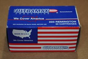 lot 309 image: 50 Ultramax .223 Rem FMJ Ammo