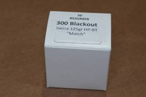 lot 330 image: 30 .300 Blackout 125 Gr Sierra HP BT Match Ammo