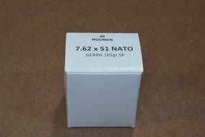 lot 341 image: 20 7.62 x 51mm (.308) 165 Gr Sierra SP Ammo