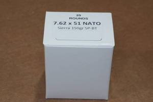 lot 342 image: 20 7.62 x 51mm (.308) 150 Gr Sierra SP BT Ammo