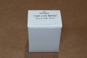 lot 343 image: 20 7.62 x 51mm (.308) 150 Gr Sierra SP BT Ammo