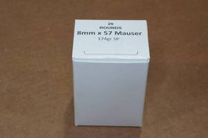lot 351 image: 20 8mm Mauser 174 Gr SP Ammo