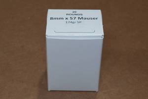 lot 352 image: 20 8mm Mauser 174 Gr SP Ammo