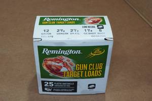 lot 387 image: 25 Remington Gun Club 12 Gauge 2-34 8 Shot Shotshells