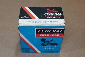 lot 390 image: 25 Federal Field Load 16 Gauge 2-34 8 Shot Shotshells