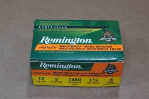 lot 396 image: 10 Remington Hevi-Shot 12 Gauge 3 Nitro Magnum 6 Shot Shotshells