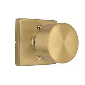 lot 3 image: Lot of Home Decorators Collection Ridgeway Brushed Gold HallCloset Passage Door Knob with Square Rose   Customer Returns See Pictures
