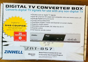 lot 48 image: Zinwell ZAT-857 Digital TV Converter Box with Remote and Accessories