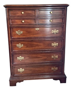 lot 11A image: Bassett Solid Wood Chest of Drawers with Brass Hardware