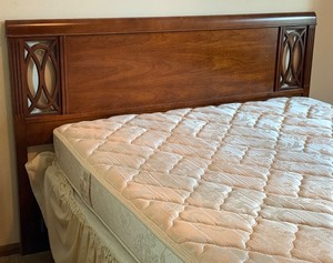 lot 13B image: Vintage Wood Headboard with Metal Bed Frame