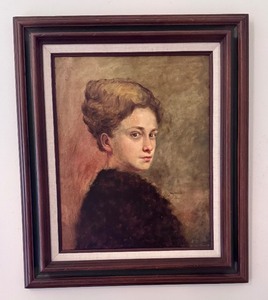 lot 15D image: Original Portrait Painting by Geraldine Arnold in Ornate Frame, 23 x 27.5 Inches