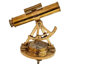lot 18 image: Antique Style Brass Theodolite Compass, 8 Inch Height