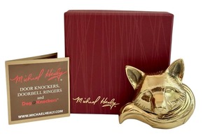 lot 22 image: Michael Healy Brass Fox Door Knocker with Gift Box