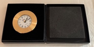 lot 24 image: Weems & Plath Quartz Desk Clock with Gold-Tone Bezel and Box