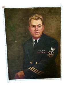 lot 25B image: Vintage Oil Portrait of U.S. Navy Chief by Geri Arnold