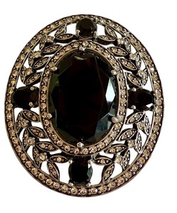 lot 42J image: Vintage Ciner Black Rhinestone Brooch Metropolitan Museum Style
