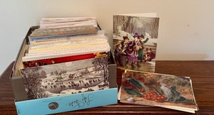 lot 120 image: Box of Assorted Greeting Cards Featuring Victorian Greetings Designs