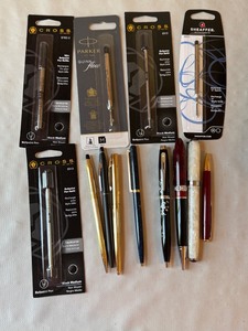lot 121 image: Collection of Cross, Sheaffer, and Parker Pens with New Refills