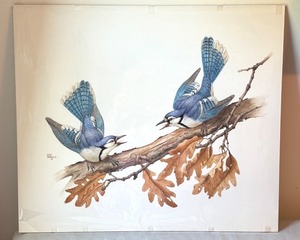 lot 123 image: Original Geri Arnold ABlue Jay Watercolor Artwork