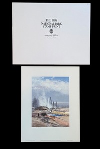 lot 133 image: 1988 National Park Stamp Print - Artist Proof Passing Showers Yellowstone by Michael Coleman