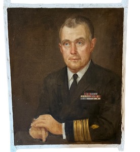 lot 145 image: Original Portrait Painting of Naval Officer on Canvas, 24 x 20 Inches