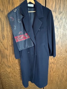 lot 94 image: Forecaster of Boston 100% Wool Navy Coat with Paisley Scarf Size 10