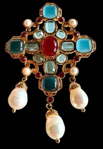 lot 13J image: Ellen Brooch 16th Century Inspired Statement Pin with Gemstones and Pearls