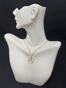 lot 18M image: 14K Gold Mercedes-Benz Style Pendant Necklace, 18 Inch Chain