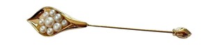 lot 22R image: Sterling Silver 925 Pearl Flower Stick Pin, 3.75 Inch