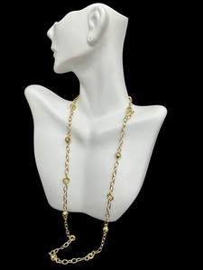 lot 24M image: 14K Yellow Gold Hollow Textured Link Necklace 24 Inch