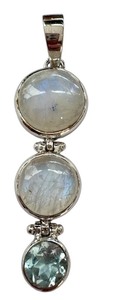 lot 39R image: Sterling Silver Pendant with Moonstone and Blue Gemstone