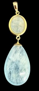 lot 45M image: Aquamarine and 14K Gold Pendant, 1.8 Inch Drop