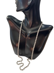 lot 65H image: 925 Sterling Silver Rope Chain Necklace, 24 Inch, Made in Turkey