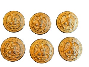 lot 72A image: Set of 6 Vintage Military Brass Eagle Uniform Buttons